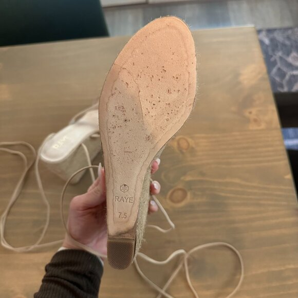 Raye Jesse Wedge - Strappy Wrap Ankle Tie Jute Wedges - Tan/Nude - Size 7.5 - Picture 13 of 14